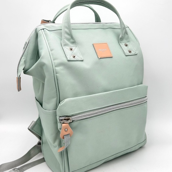 Himawari Water Resistant Canvas Backpack with Side Pockets Mint Green - Picture 3 of 12